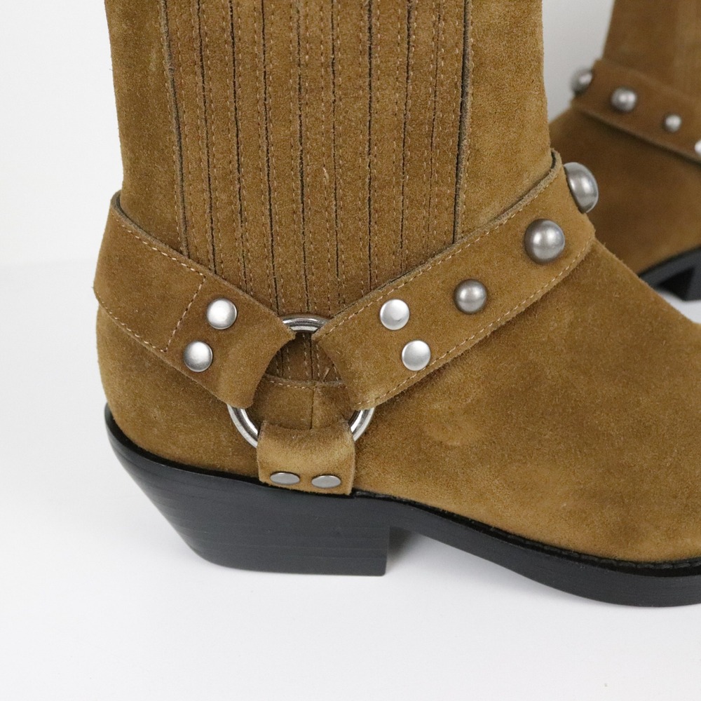 Anthropologie‎ Bibi Lou Moto Ankle Boots 39 Suede Square Toe - Picture 5 of 12
